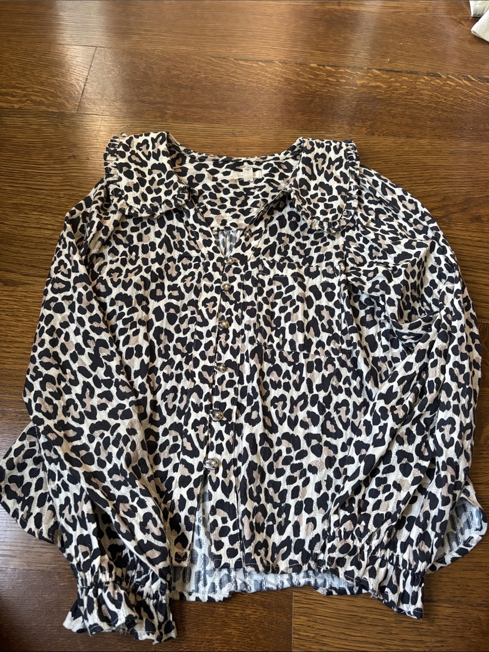 Anthropologie Leopard Print Button-Front Blouse - Black & Cream